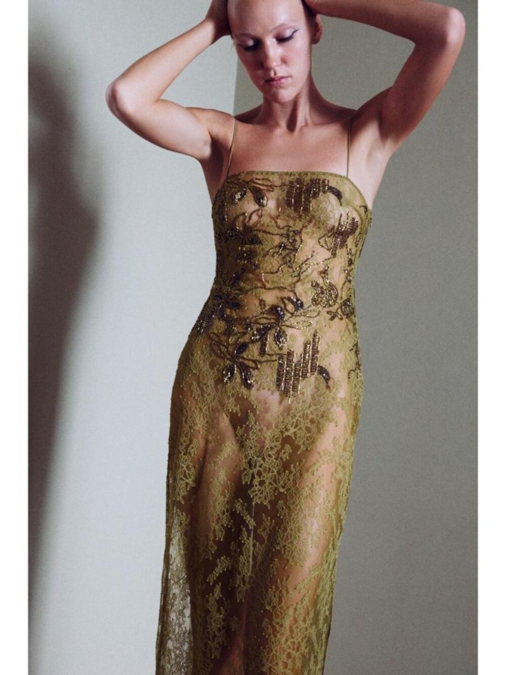 ZARA EMBROIDERED BEADED LACE DRESS 3920/754/527